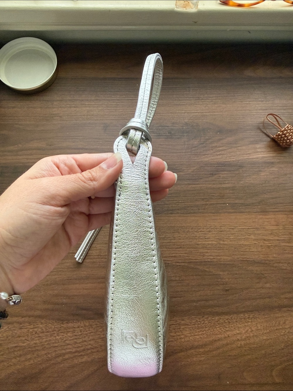 REFORMATION Mini Rosetta Shoulder Bag, Tumbled Silver - Picture 6 of 12